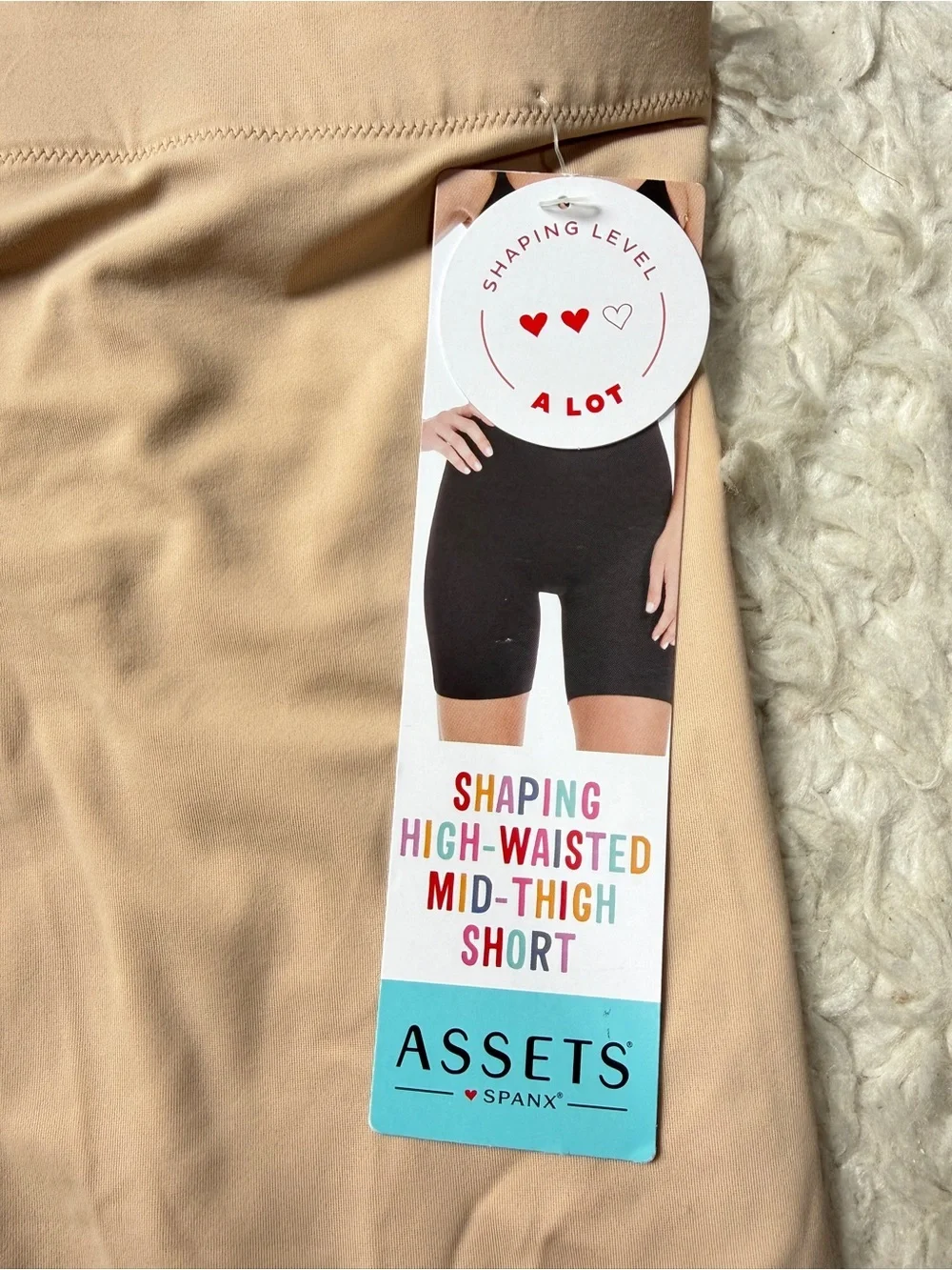 NWT Assests Spanx shaping high-waisted mid-thigh nude shorts shapewear small